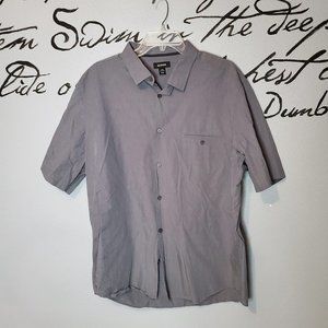 Alfani Men's Gray Button Up Short Sleeve Shirt, XXL